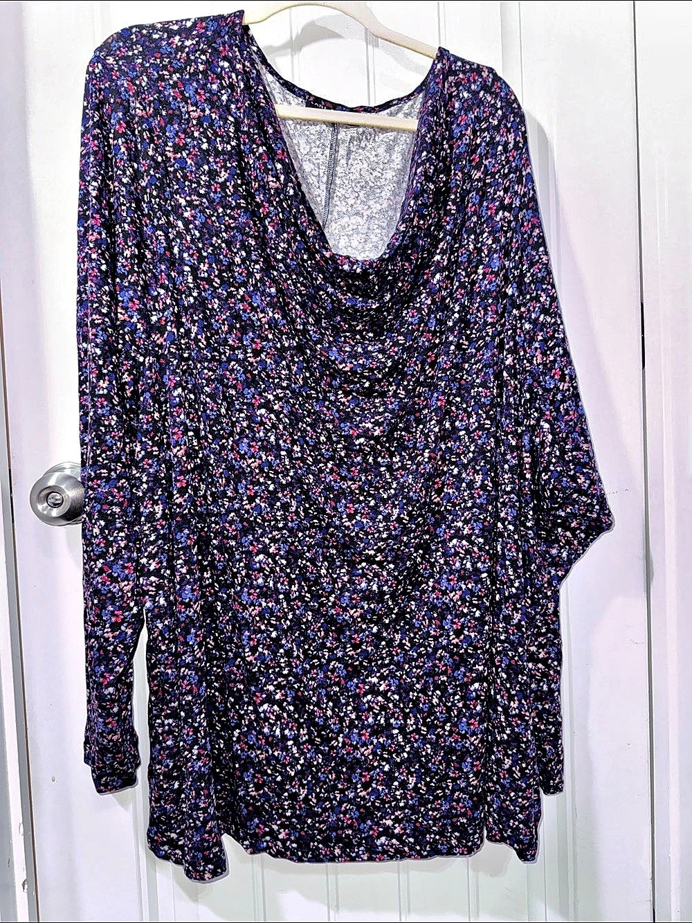 Lane Bryant Floral Cowl Neck Tunic Black & Pink & Blue Size 5x